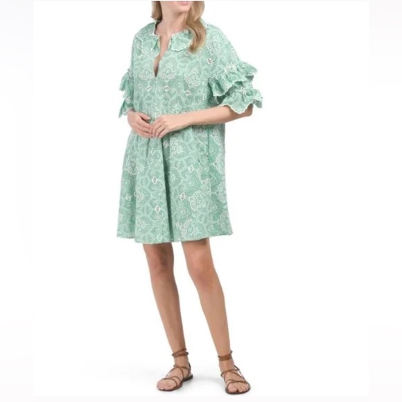 Maje Raberie Embroidered Eyelet Cotton Dress hold C - Picture 15 of 16